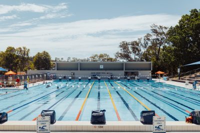 Centred wide shot of Logan North Aquatic Centre Outdoor Pool